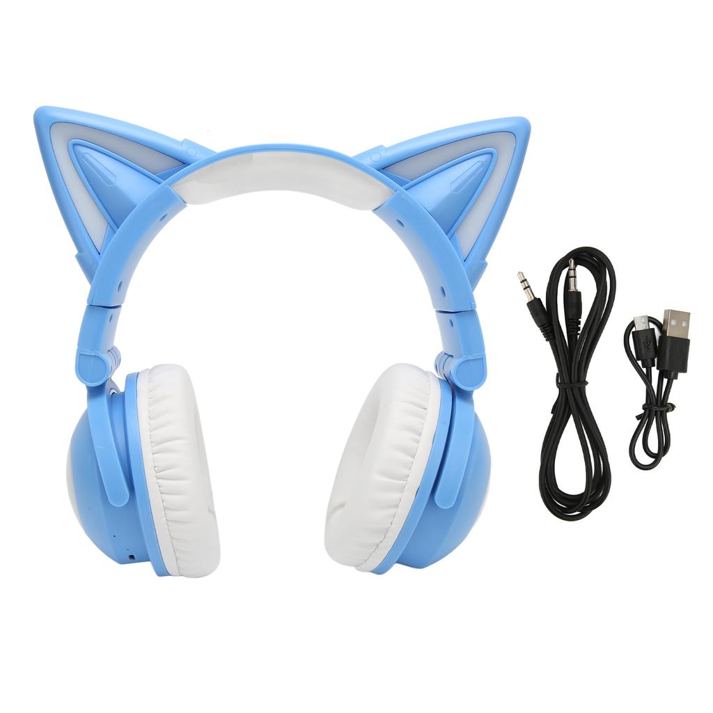 Bluetooth-гарнитура с кошачьими ушками, симпатичная, высокочувствительная, встроенный микрофон, регулируемая, светодиодная, детская гарнитура