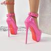 Aphixta Нежно-розовые туфли-лодочки для вечеринки, дискотеки, танцев, женские, платформа 5,5 см, высокий тонкий каблук 16 см, обувь супер большого размера 50