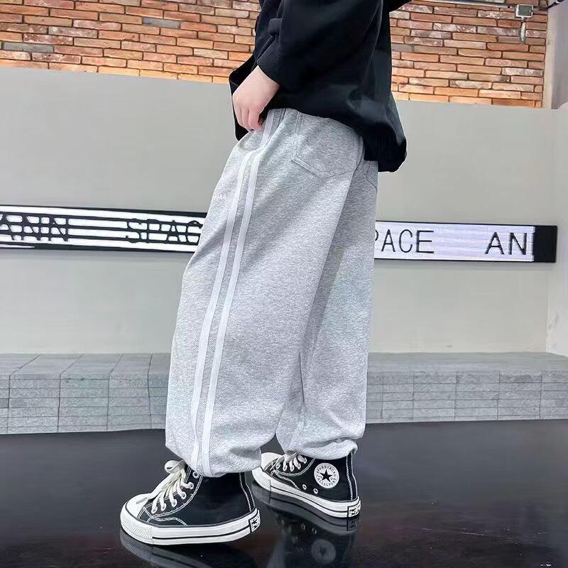 Широкие повседневные спортивные брюки для мальчиков весна-осень 2024 года — модные свободные спортивные брюки для детей