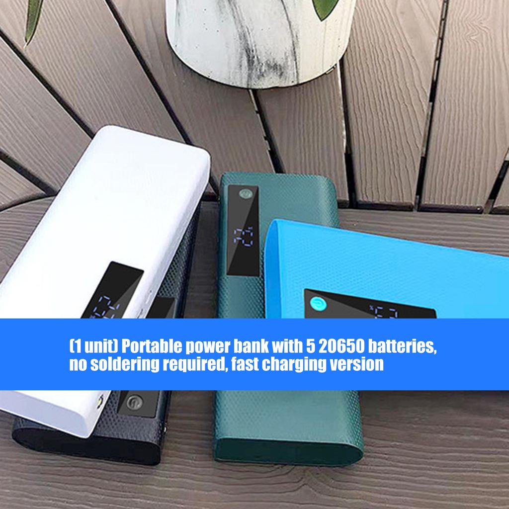 Высокоемкий чехол на 5 аккумуляторов 20650 с двойным USB-выходом и входом Type-C для 5 шт. аккумуляторов 20650 и мобильных устройств