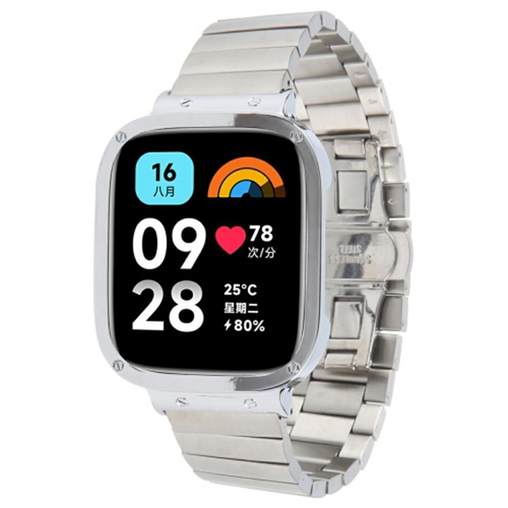 For Xiaomi Redmi Watch 3 Lite Stainless Steel Replacement Strap with Metal Watch Case