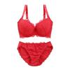 Galaxy Beautiful Breast High Bra and Panty GHI Bra, Backless, Sides, 3/4 Cup, Set, (RE-Red, I65)