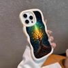 World Life Tree Mobile Phone Case for iPhone 17 16 15 14 13 12 11 Air Pro Max Plus Wavy Edge TPU Colorful Cover Cover Pretty