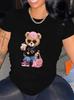 90s T Shirt Bear Graphic Print T-shirt Short Sleeve Crew Neck Casual Top for Summer Spring Women's Clothing Top Tee