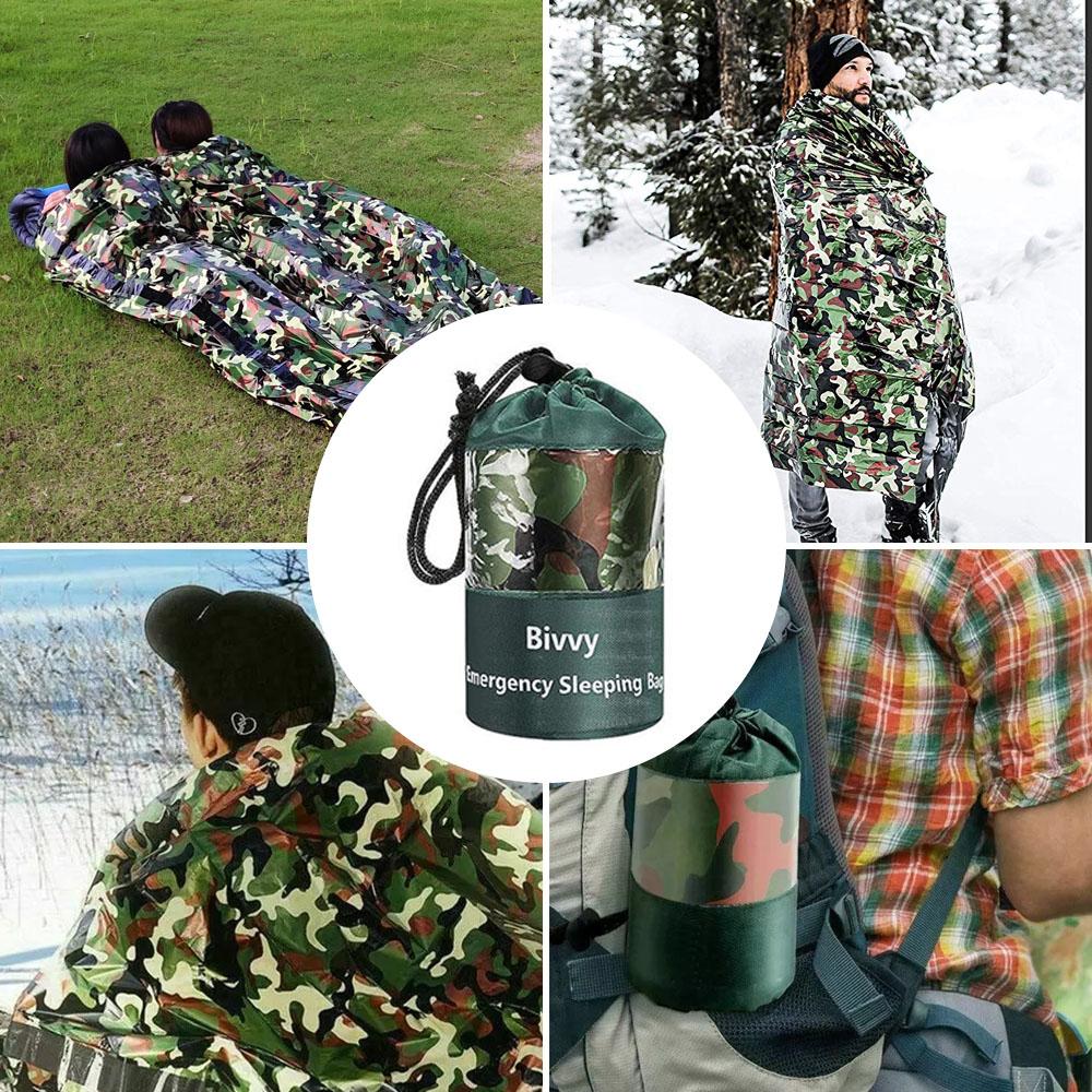 Спальный мешок PE Emergency Camouflage Waterproof Portable Survival 120x200cm для кемпинга на открытом воздухе, походов, приключений