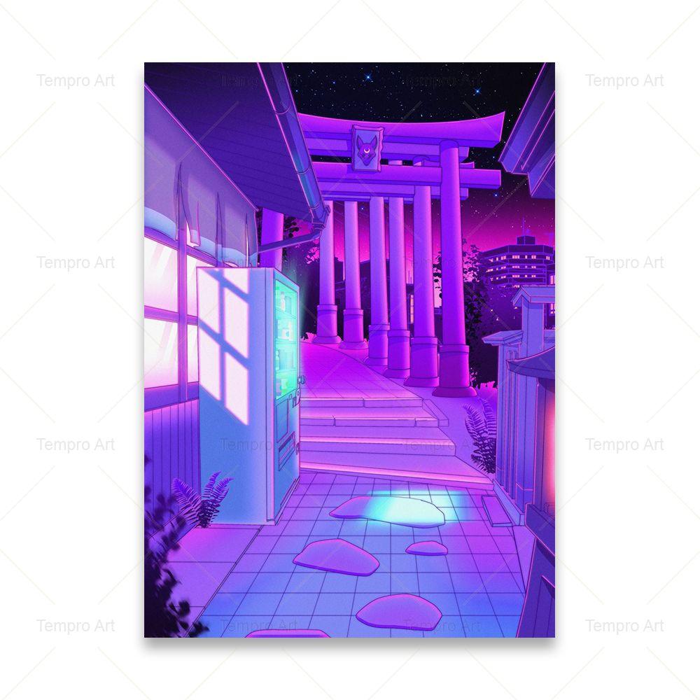 Плакат в стиле Vaporwave, японский городской ночной уличный постер в стиле поп-киото, холст, картина, настенная живопись, принт, Kawaii, домашний декор для комнаты