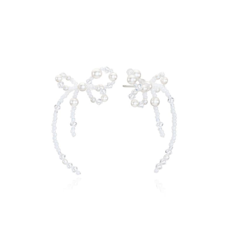 VINTAGE HOLLYWOOD White Blossom Ribbon Earrings_VH2412EA005M