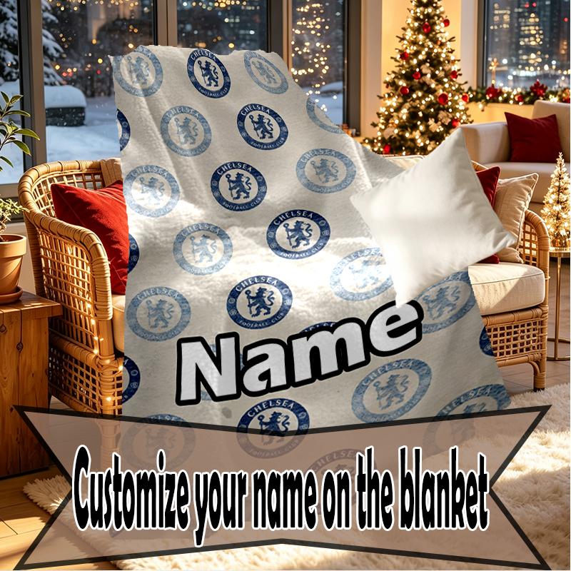 Custom Name Personalized football club F.C Print Blankets, Home Decor, Bedroom, Sofa, Camping, Couch, Gifts for Birthday Christmas