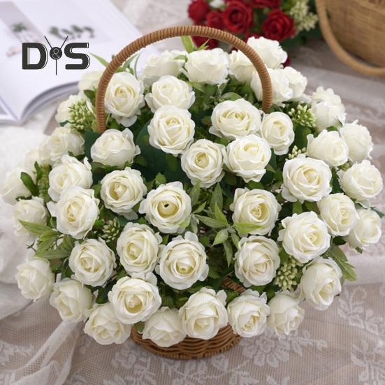 Eco-friendly Artificial Flower 10 Heads Attractive Single Branch Simulation Rose Flower Ornament