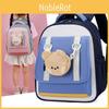 Preschooler Color Nylon Block Backpack With Cartoon Animal Pendant Small Bag