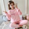 Утолщенная теплая фланелевая пижама, женский костюм с круглым вырезом, одежда для отдыха с героями мультфильмов, женская одежда для сна, домашняя одежда