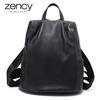 Zency Anti-theft Women Backpack 100% Genuine Leather Black Travel Bag Big Schoolbag For Girls Fashion Female Knapsack Laptop