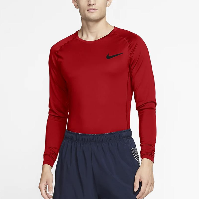 Nike Pro Dri-FIT Slim Fit Training Gym Shirt Men Tops University-Red Black BV5589-657
