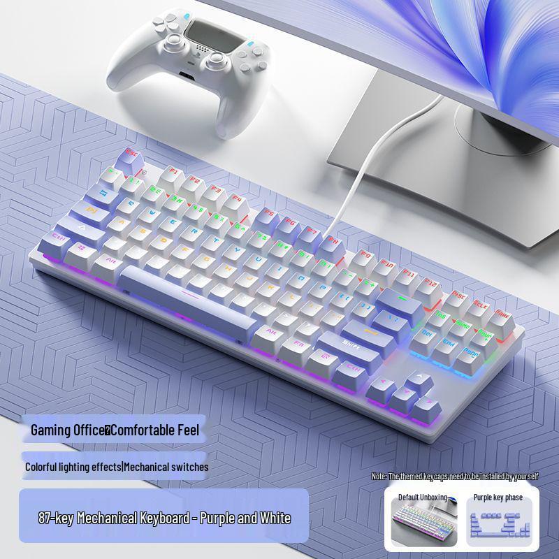 87-Key Mechanical Keyboard with Blue, Black, Red, Brown Switches - Wired for E-sports, Gaming, Typing, Desktop, Laptop, Universal Compatibility