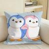 Lovely Pudgy Penguins Couple Square Sofa Pillow Cover Solid Color Living Room Home Decor Cushion Case