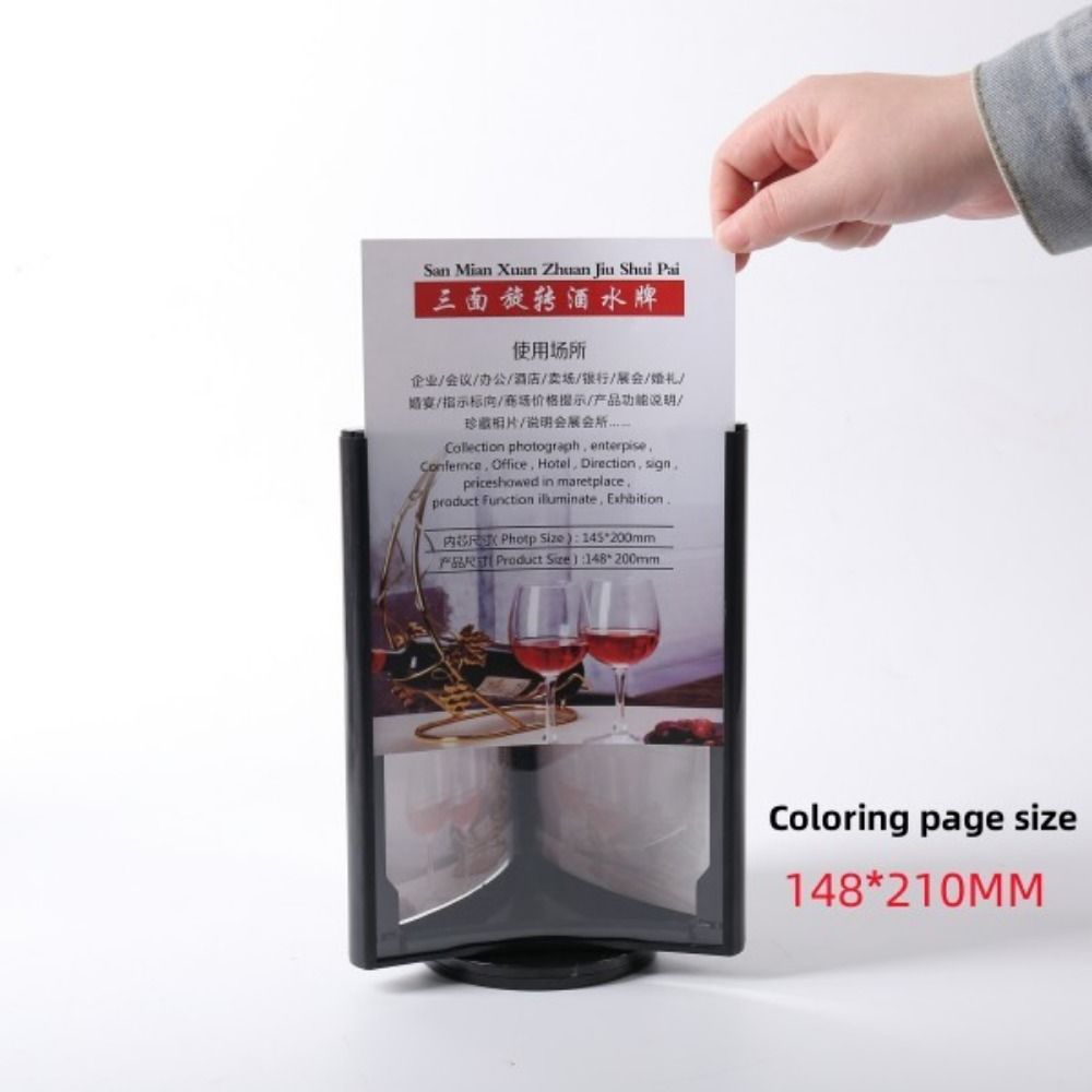 Three-Sided Acrylic Revolving Table Card A4/A5 Menu Sign Holder Menu Display Stand Desktop Use