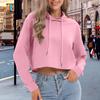 Yousheng Women's Drawstring Cropped Hoodie Casual Long Sleeve Pullover Sweatshirts Workout Crop Tops Fall Outfits