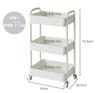 Pearl Metal Storage Rack Rolling Cart/Wagon, 3-Tier, with Casters, Steel, 30kg Weight Capacity, White, N-8000