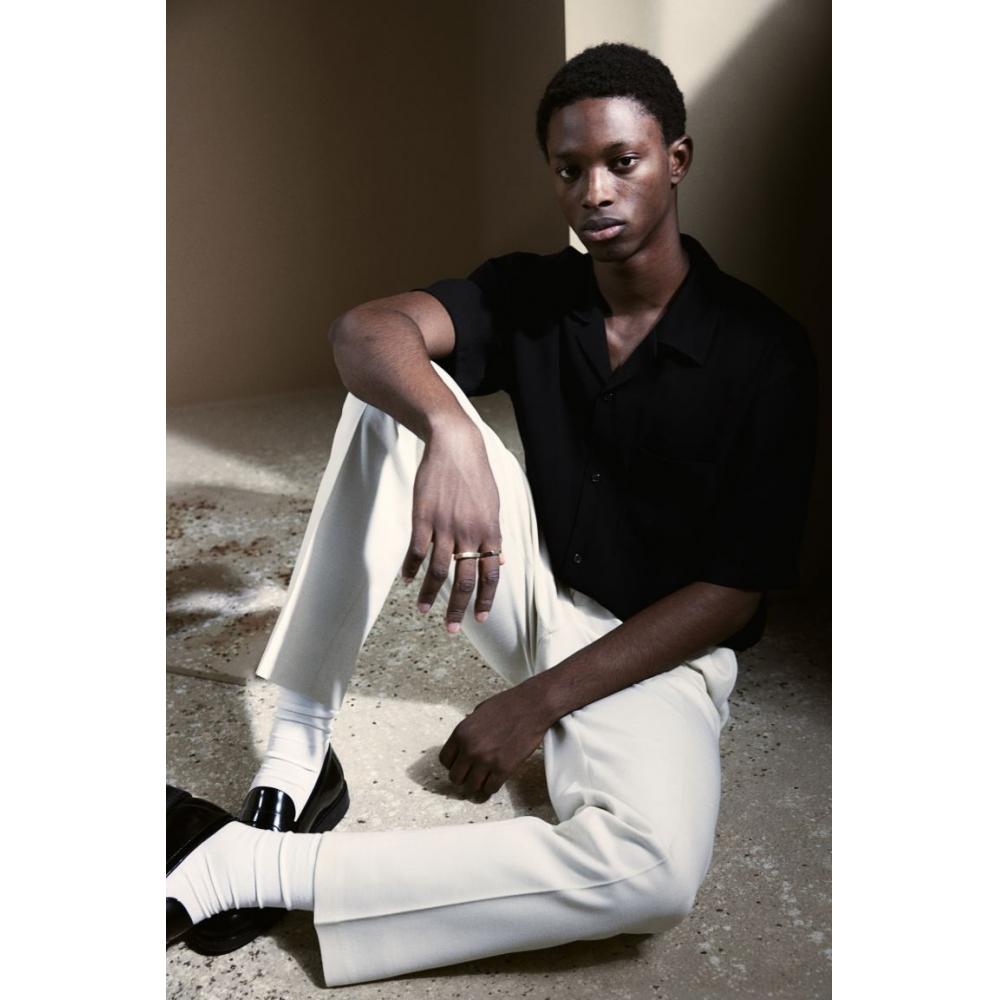 Рубашка HM Regular Fit Crinkle camp черная