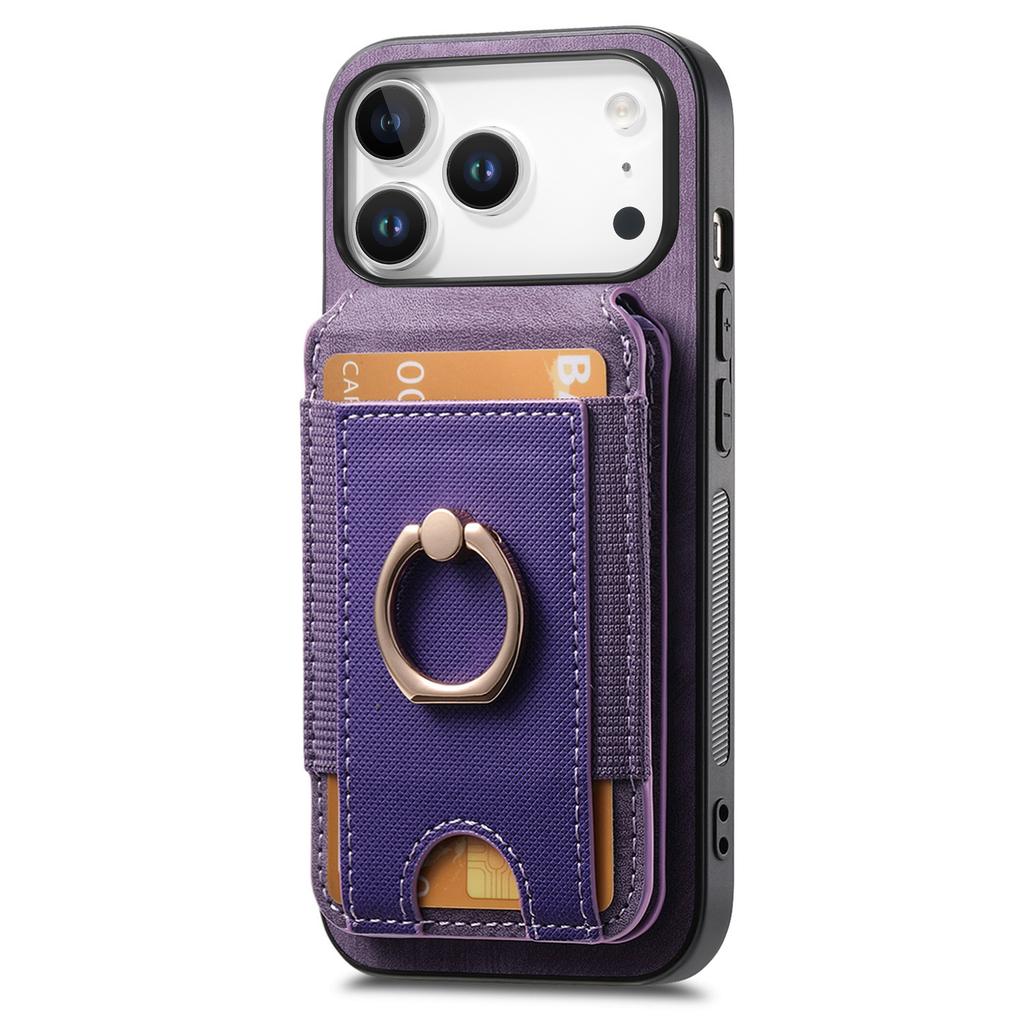 Чехол для iPhone 17 Pro, совместимый с MagSafe, кожаная задняя крышка со съемным держателем для карт и подставкой