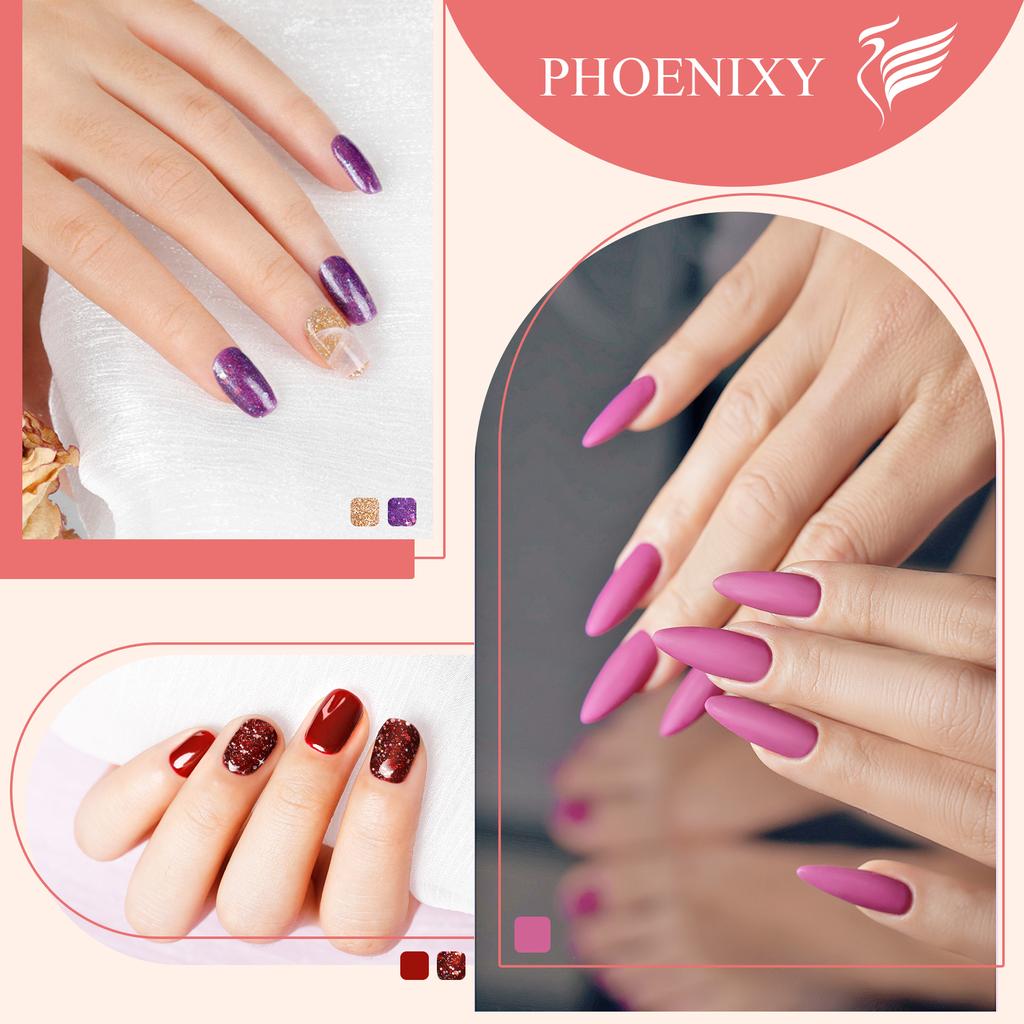 Набор гель-лаков PHOENIXY с УФ-лампой 48 Вт, 45 шт., 135 шт., набор гелевых ногтей с эффектом, основа, блестящее верхнее покрытие, маникюрные инструменты, подарки для женщин