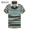 Корейская мужская футболка с короткими рукавами, летняя новая стильная мужская рубашка-поло с воротником, повседневная мужская одежда в полоску