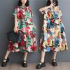 Summer New Loose Big Size Fashion Printing Thin Mid-length Dresses