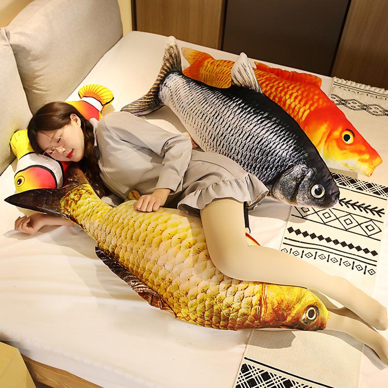 4060Cm 3D Simulation Gold Fish Plush Toy Stuffed Soft Animal Carp Plush Pillow Creative Sofa Pillow Cushion Gift For Kids