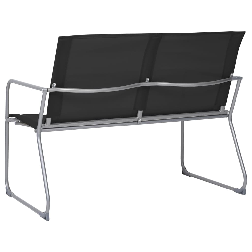 4 Piece Garden Lounge Set Fabric and Steel Black