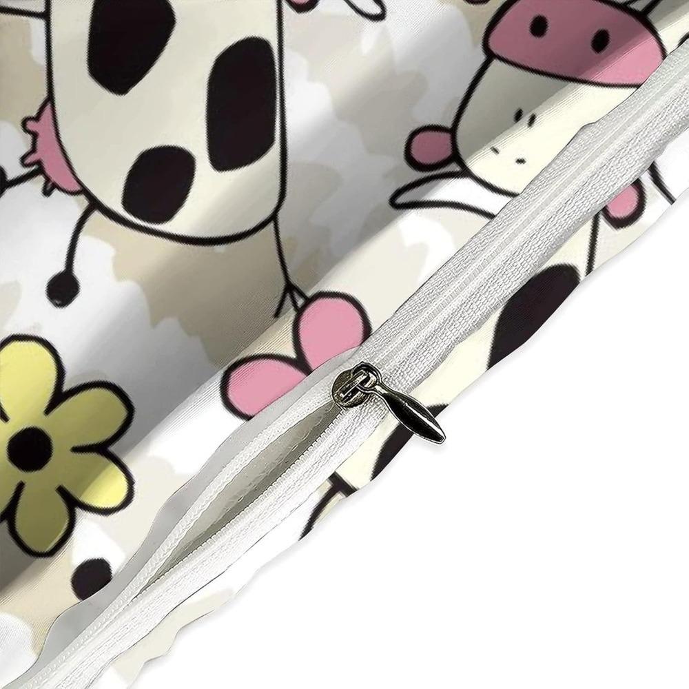 Мультяшный мотив коровы, Наборы постельного белья из микрофибры, Детское постельное белье на молнии, Декор комнаты, Пододеяльник для подростков, взрослых, 3 предмета