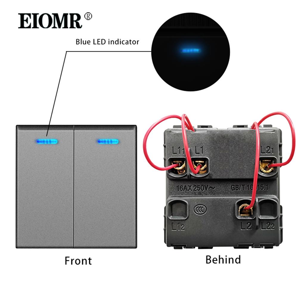 EIOMR A6 Series Grey Flame Retardant PC Panel Wall Switch EU Socket HDMI-compatible USB Type-C 2.1A Charger TV RJ45 Module DIY