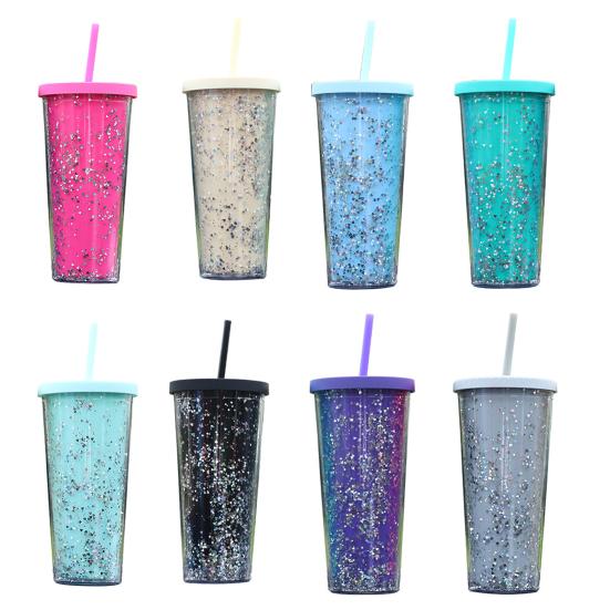 Iced Coffee Cup with Straw Water-filling Nice-looking Practical Juice Water Coffee Mug Bottle Office Supplies