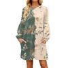 Fashion Womens Long Sleeve A Line Dress Fall Casual Pullover Crewneck Loose Fit Dress With Pockets