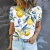 Summer Short Sleeve Top Women T-shirts Lemon Fruit Pattern Round Collar Woman Clothing Short Sleeve T-shirt Round Neck Top