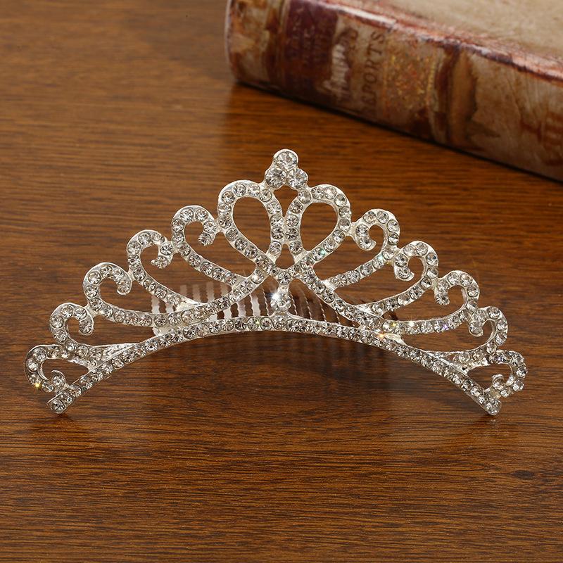 Детская тиара из сплава для девочек, тиара для любви, гребень для волос принцессы, стразы, жемчуг, тиара на день рождения