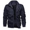 Men's Military-Style Washed Cotton Jacket with Velvet Lining