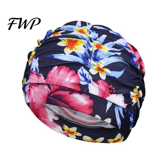 Women Swimming Cap Cloth Pool for Women, Breathable Colorful Ruffle Swim Elastic Cap, Ear Protection Short Long Hair Bathing Hat