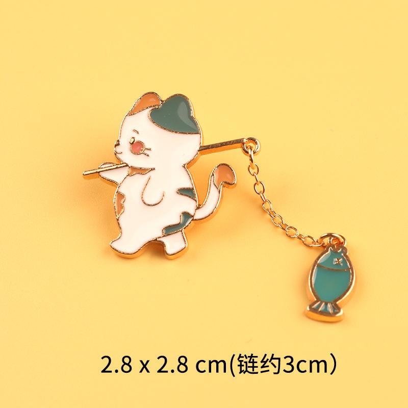 Новая мода креативный дизайн с котом для рыбалки металлическая эмалированная брошь мультфильм милое животное значок на булавке лучший друг подарок ювелирные аксессуары