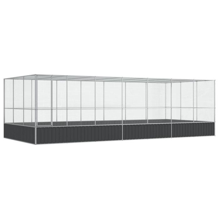 Aviary with Extension Silver 725x307x212 Cm Steel