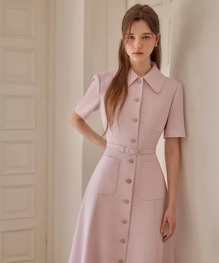 Julie And Kara 26Ss Calla133 Shebigins Maya Tweed Dress Lavender