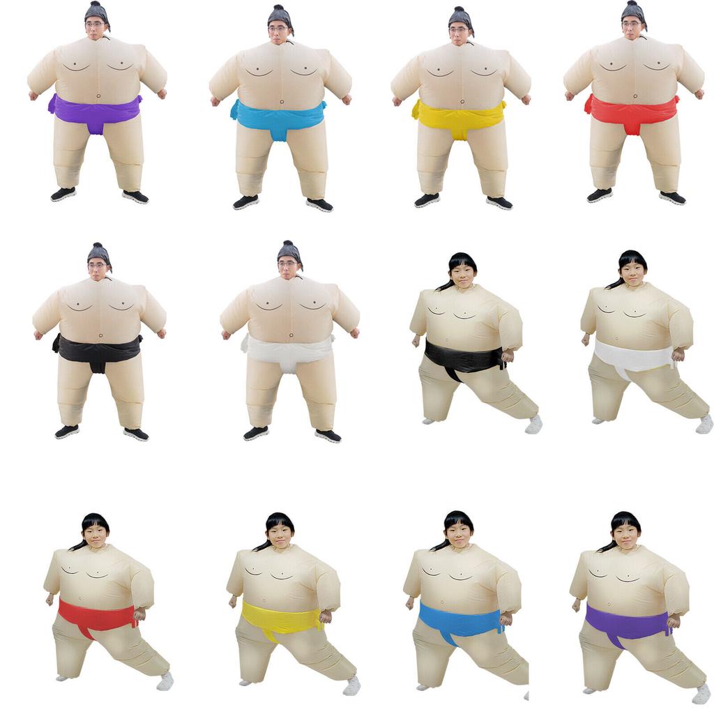 Sumo Costume Wrestler Inflatable Suit Blow Up Party Outfit Cosplay Dress Kid Men