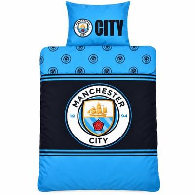 Housse De Couette - MANCHESTER - Manchester City - 140x200 Cm - Réversible - 100% Coton