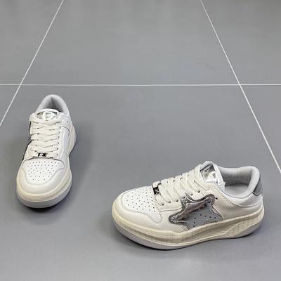 Белые туфли женские осенние новые круглые туфли с толстой подошвой, подходящие по цвету XINGX Sports Casual и удобные туфли для хлеба