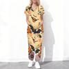 Women Plus Size Halloween Printed Scrub Set Cutout Neck Short Sleeve Pocket Top Long Pants Two Piece