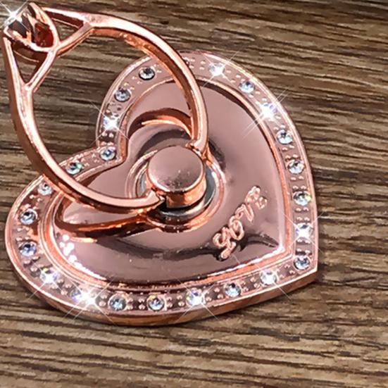 Металлический Универсальный Держатель-Кольцо для Пальца Вращение на 360 Градусов Стразы Форма Сердца Мобильный Телефон