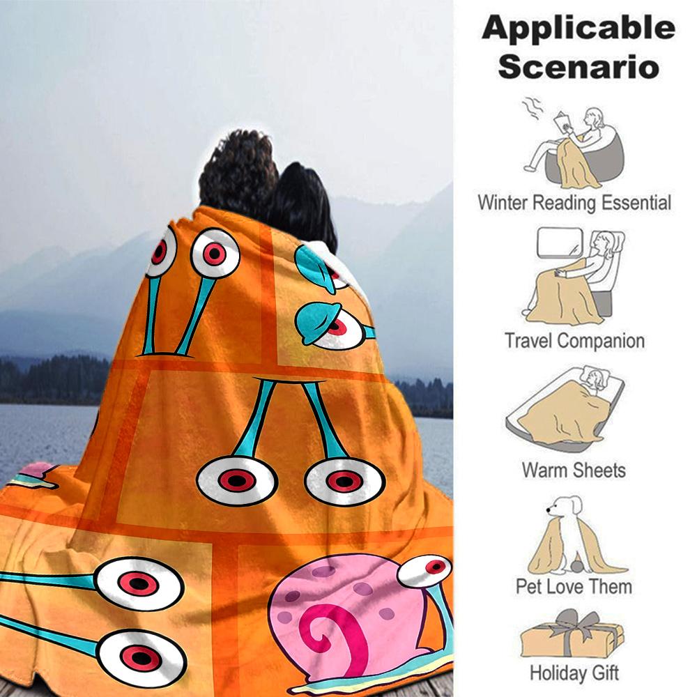 Snail Big Eyes Flannel Blanket Super Soft Warm Cozy Blanket For Sofa Bed Office Travel Allseason Home Decor Gift