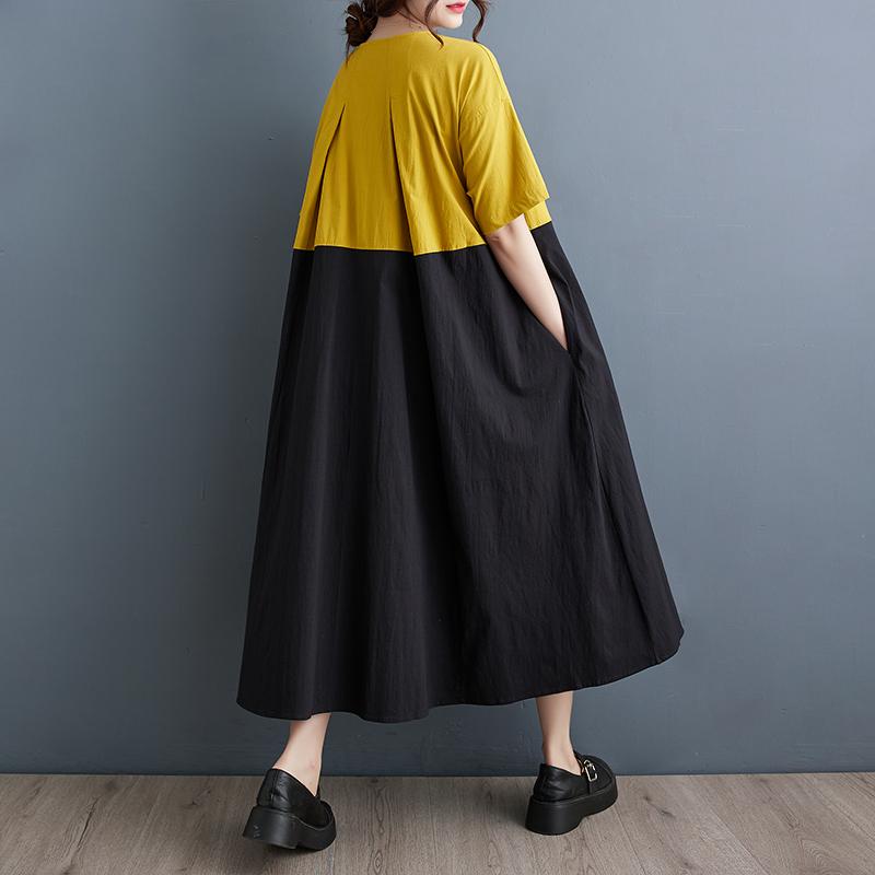 DIMANAF 2025 Summer Plus Size Dress Women Dress Loose New Vintage Casual Basic Long Shirt Dress