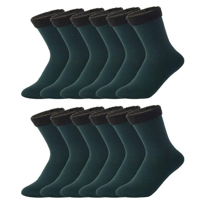6 Pairs/Lot Solid Color Winter Warm Men Women Socks Thicken Thermal Socks Soft Plus Velvet Socks Casual Home Floor Snow Sock