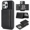 For iPhone 14 Pro Kickstand Case Tri-fold Card Bag PU Leather Coated TPU Cover Compatible with MagSafe