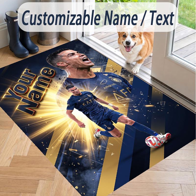 Custom Text Printed Rug Cristiano Ronaldo Non Slip Floor Carpet For Home Room Decor